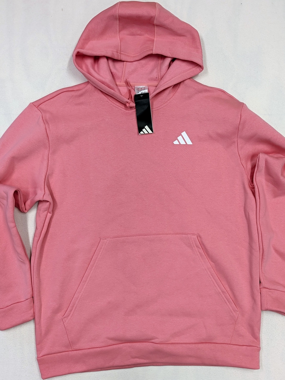 Adidas Men's Fleece Hoodie XL Pink Pullover Hooded Sweatshirt NWT Pocket Logo
